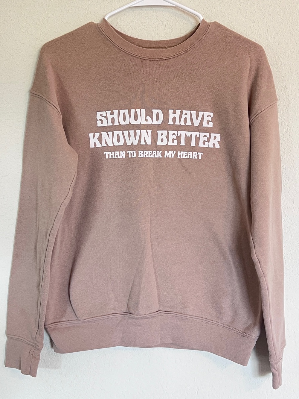 Jessie James Decker “Should Have Known Better” lyrics, Sweatshirt, Taupe, Sz S